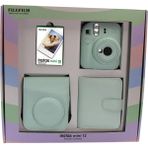 Instax Mini 12 Fotoğraf Makinesi Askı Pil Çanta 10’lu Film Albüm Bundle Box - Yeşil