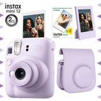 Instax Mini 12 Lila 20'li Film Çerçeve Deri Kılıf ve Fotoğraf Makinesi Seti