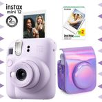 Instax Mini 12 Lila 20'li Film Parlak Kılıf ve Fotoğraf Makinesi Seti