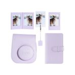 Instax mini 12 Lila Deri Kılıf Laporta Deri Albüm ve Fotoğraf Çerçeveleri Aksesuar Seti