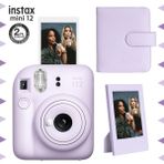 Instax Mini 12 Lila Fotoğraf Makinesi Çerçeve ve 64'lü Kare Albüm Seti