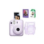 Instax mini 12 Lila Fotoğraf Makinesi Simli Pleksi Kılıf Çerçeve ve 10'lu Film Hediye Seti-FOTSI00199-ST4-10-PK-C