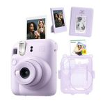 Instax mini 12 Lila Fotoğraf Makinesi Simli Pleksi Kılıf Pvc Albüm 20'li Film ve Çerçeveli Hediye Seti-FOTSI00199-ST5-20-PK-PA-C