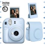 Instax Mini 12 Mavi Fotoğraf Makinesi Çerçeve ve Deri Kılıf Seti