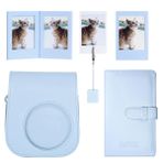 Instax Mini 12 Mavi Fotoğraf Makinesi ve 20'li Film Mini Albüm ve Deri Kılıf Seti