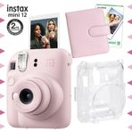 Instax Mini 12 Pembe 10'lu Film Kare Albüm Şeffaf Kılıf ve Fotoğraf Makinesi Seti