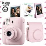 Instax Mini 12 Pembe Fotoğraf Makinesi 10'lu Film Çerçeve ve Deri Kılıf Seti