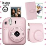 Instax Mini 12 Pembe Fotoğraf Makinesi 10'lu Film Laporta Albüm ve Deri Kılıf Seti