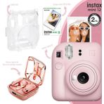 Instax mini 12 Pembe Fotoğraf Makinesi-10'lu Film-Şeffaf Kılıf ve Divoom Spark Air Pembe TWS Bluetoo
