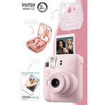 Instax mini 12 Pembe Fotoğraf Makinesi-10'lu Film-Şeffaf Kılıf ve Divoom Spark Air Pembe TWS Bluetooth Kulakiçi Kulaklık