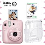 Instax mini 12 Pembe Fotoğraf Makinesi-10'lu Film ve Şeffaf Kılıf Seti-FOTSI196-S3-10-SK