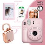 Instax Mini 12 Pembe Fotoğraf Makinesi 28'li Albüm 10'lu Film ve Divoom Lovelock Bluetooth Hoparlör