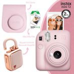 Instax Mini 12 Pembe Fotoğraf Makinesi Deri Çanta 10'lu Film ve Divoom Lovelock Bluetooth Hoparlör S