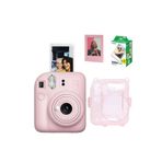 Instax mini 12 Pembe Fotoğraf Makinesi Simli Pleksi Kılıf Çerçeve ve 20'li Film Hediye Seti-FOTSI00196-ST4-20-PK-C