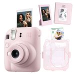 Instax mini 12 Pembe Fotoğraf Makinesi Simli Pleksi Kılıf Pvc Albüm 10'lu Film ve Çerçeveli Hediye Seti-FOTSI00196-ST5-10-PA-PK-C