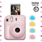 Instax Mini 12 Pembe Fotoğraf Makinesi ve 4'lü Renkli Lens Seti