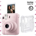 Instax mini 12 Pembe Fotoğraf Makinesi ve Şeffaf Kılıf Seti-FOTSI196-S2-SK
