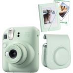 Instax Mini 12 Yeşil 10'lu Film Mini Albüm Deri Kılıf ve Fotoğraf Makinesi Seti