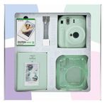 Instax Mini 12 Yeşil 10'lu Film Simli Pleksi Kılıf PVC Albüm Kıskaçlı Resim Standı Bundle Box ve Fotoğraf Makinesi