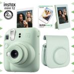 Instax Mini 12 Yeşil Fotoğraf Makinesi 10'lu Film Çerçeve ve Deri Kılıf Seti