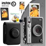 Instax Mini Evo Siyah Fotoğraf Makinesi20'li Film Deri Kılıf Çerçeve ve Kıskaçlı Stand
