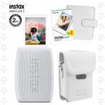 Instax mini Link 3 Beyaz Akıllı Telefon Yazıcısı Beyaz Çanta Deri Albüm ve 20'li mini Film