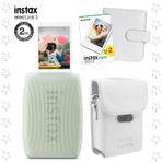 Instax mini Link 3 Yeşil Akıllı Telefon Yazıcısı Beyaz Çanta Deri Albüm ve 20'li mini Film