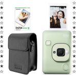 Instax Mini Liplay Hybrid Matcha Green Fotoğraf Makinesi 10'lu Film ve Deri Kılıf Hediye Seti - Turkuaz