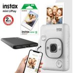 Instax Mini Liplay Hybrid Stone White Fotoğraf Makinesi - 10'lu Mini Film ve Powerbank