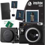 Instax SQ40 Siyah Fotoğraf Makinesi 10'lu Kare Film Deri Kılıf Albüm ve Pleksi Çerçeve ile Modern Tasarım