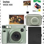 Instax Wide 400 Yeşil Fotoğraf Makinesi 20'li Film Eva Çanta Kıskaç ve Deri Albüm Hediye Seti-FOTSI0