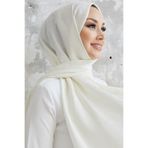 InStyle Ariva G Desen Jakarlı Pamuklu Şal - Beyaz