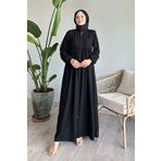 InStyle Arkadan Püskül Detay Büzgü Siyah Ferace