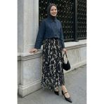 InStyle Astarlı Batik Şifon Etek Siyah