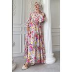 inStyle Begonya Çiçeği Pembe Mango Elbise - 38