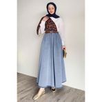 InStyle Beli Lastikli Mavi Kot Etek