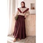 InStyle Büzgü Bağcıklı Bordo Etek