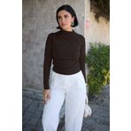 InStyle Büzgülü Acı Kahve Sandy Bluz