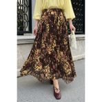 InStyle Çiçekli Asimetrik Kraş Acı Kahve Etek
