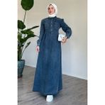 inStyle Çift Cepli Mavi Kot Elbise - 44