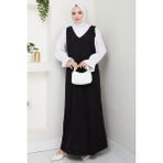 InStyle Double Krep Jile Siyah Elbise
