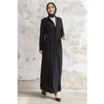 InStyle Elena Beli Detay Kapüşonlu Ferace - Siyah