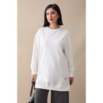 InStyle Etiket Detay Basic Beyaz Tunik