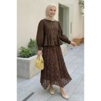InStyle Etnik Desen Kraş Kahverengi Etek
