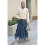 InStyle Etnik Desen Kraş Mavi Etek