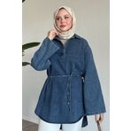 InStyle Geniş Kol İpli Mavi Kot Tunik