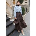 InStyle Kemerli Acı Kahve Kot Etek