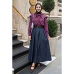 InStyle Kemerli Koyu Mavi Kot Etek
