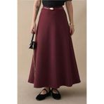InStyle Kloş Beli Lastikli Scuba Bordo Etek