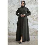 InStyle Kolu Çiçek Taşlı Ferace - Haki